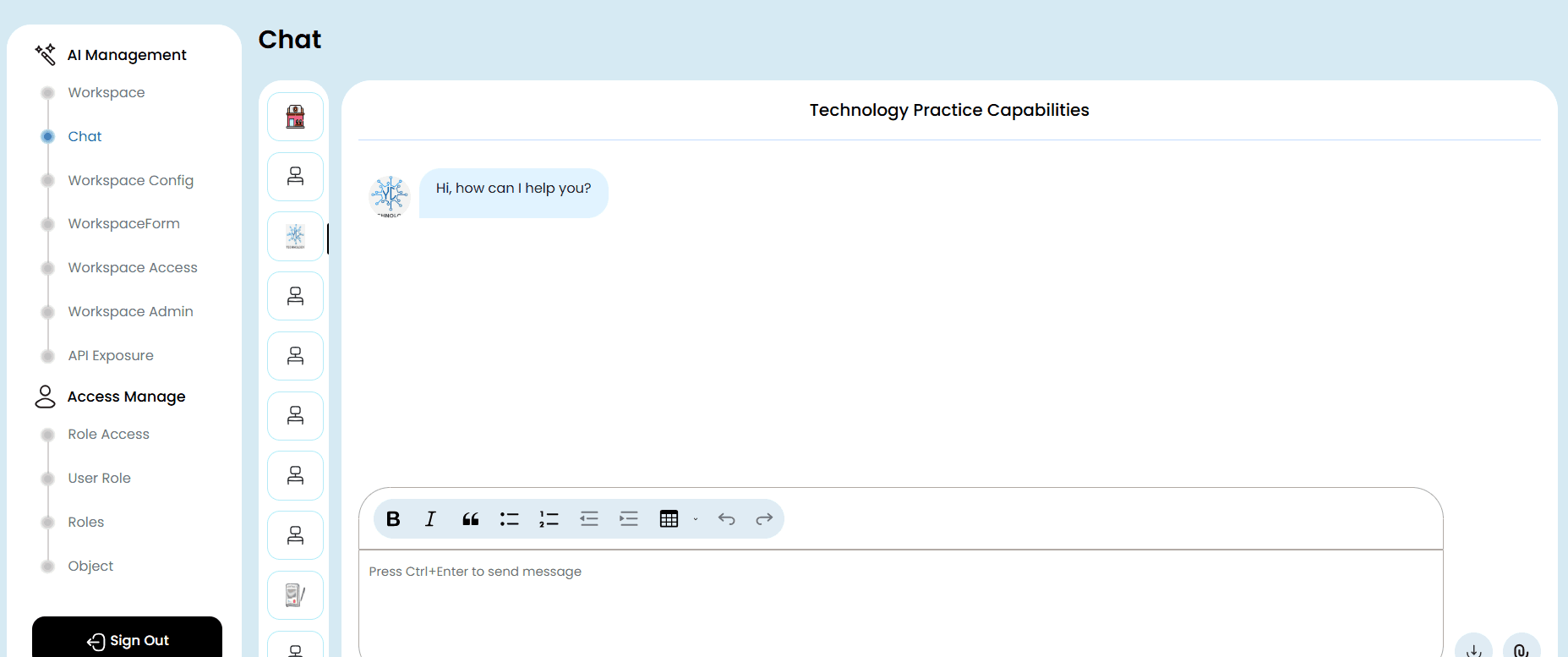 Premier Nexus private AI workspace interface